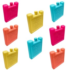 Cool Bag Small Reusable Freezer Blocks Ice Brick Pack Cold Chilled Cooler Picnic Camping Travel 8cmx7cmx1.5cm 4pk (Mixed 8pk)