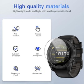 4 Pack Screen Protector for Garmin tactix 8 51mm, 9H Hardness Tempered Glass for Garmin tactix 8 51mm, 2.5D Round Edge,Anti-Scratch, Bubble Free, HD Clarity