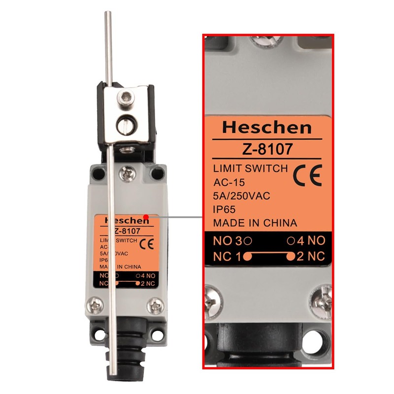Heschen Limit Switch XZ-8/107 Adjustable Rod Lever 5A 250VAC SPDT