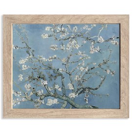 Vincent van Gogh 'Almond Blossom' Framed Canvas Wall Art - Vintage Floral Botanical Print with Wooden Frame, Oil Painting Art Prints Ready to Hang Spring Home Decor (8"x10" FRAME)
