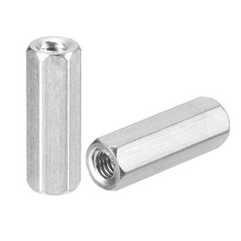 uxcell M5 x 0.8-Pitch 25mm Length Coupling Nuts, 5pcs 304 Stainless Steel Metric Hex Rod Coupling Nuts