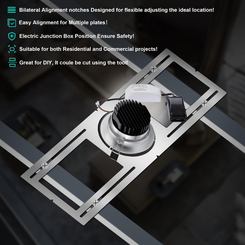 New Construction Mounting Plate, 3-4-6 Inch, LED Recessed Lighting Housing