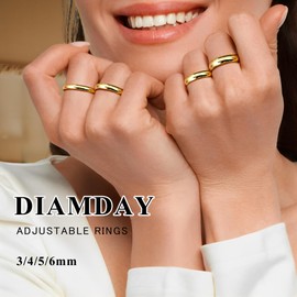 Diamday Gold Rings 14K Gold Filled Band Weddings for Women Gold Stacking Rings Simple Plain Dome Stackable Gold Statement Thin Thumb Pinky Ring 3/4/5/6MM2