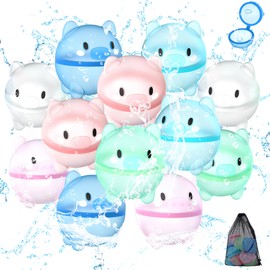 DBPBToU 12 Pack Reusable Water Balloons for Kids, Refillable Water Balloons Pool toys Beach toys Summer Toys, Water Bomb Quick Fill for Outdoor Activities