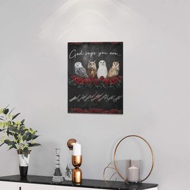 Owl Wall Art Christian Owl Rose Pictures Wall Decor Farmhouse Owl God Says You Are Inspirational Canvas Painting Print Artworks Home Decoration Framed for Living Room Bathroom Bedroom Kitchen 12"x16"