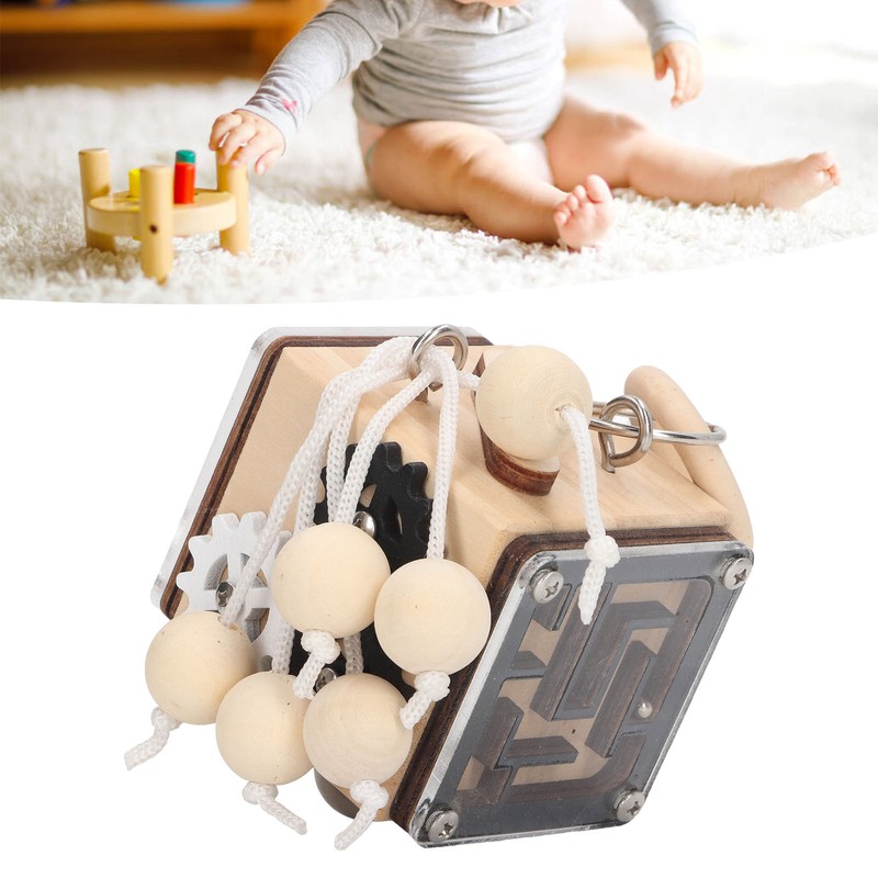 Wooden Sensory Fidget Lock Box Toy Educational Early Learning IQ