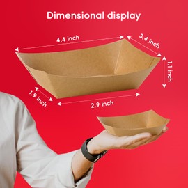 JOLLY CHEF 2lb Paper Food Trays, 1000 Pack Disposable Paper Food Boat, Kraft Food Serving Boats,Food Holder Trays for Snacks French Fries Nachos Hot Dog Tacos BBQ Party