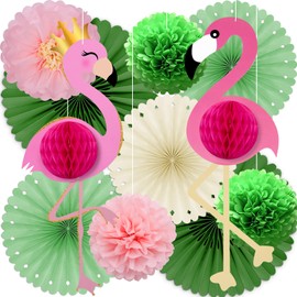 Syoulin-Summer Garden Flamingo Party Decorations，Hawaiian Tropical Indoor/Outdoor Birthday Party，Pool Party Decorations，Flamingo Theme Ideas Party decoration-11 Pieces