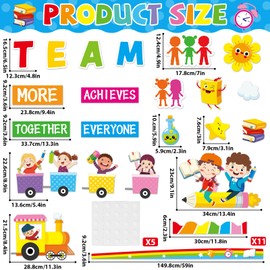 Team Bulletin Board Decorations Set Back to School Motivational Classroom Paper Cutouts Together Everyone Achieves More Teamwork Bulletin Board Decor for School Kindergarten Chalkboard Wall