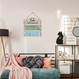 CHDITB Wooden Sign with Saying, Wall Signs with Sayings, Family Sign for Living Room, Inspirational Quotes, Wall Picture for Bedroom, Colourful Wall Decoration, Vintage Wood for Office Decoration