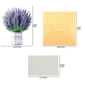 Jagowa 3D Pop-up Flower Bouquet Greeting Card Cherry Blossoms Sunflower Lavender Carnation Flower Mum Mother’s Day Birthday Card, 2212-65B