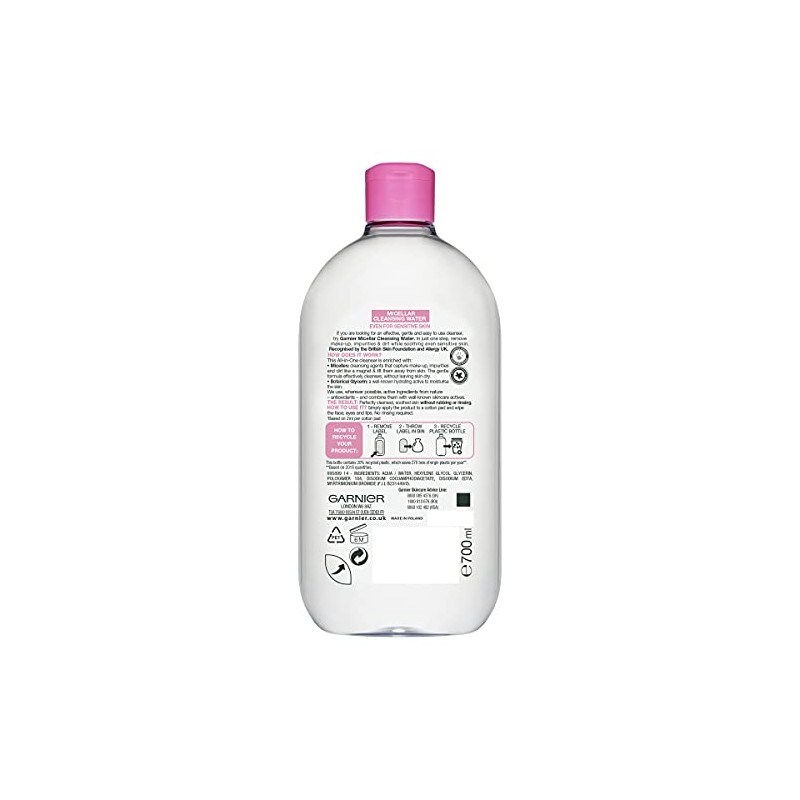Garnier Agua Micelar Piel Sensible 700Ml 3 Onzas Líquidas (Paquete
