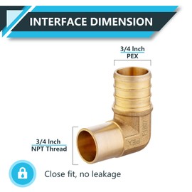 Seelink (5-Pack) PEX Fittings, Pex 3/4" x 3/4" Male Sweat Elbow Copper Adapter, Brass Crimp Fittings, for PEX Tubing Pipe Plumbing, ASTM F1807