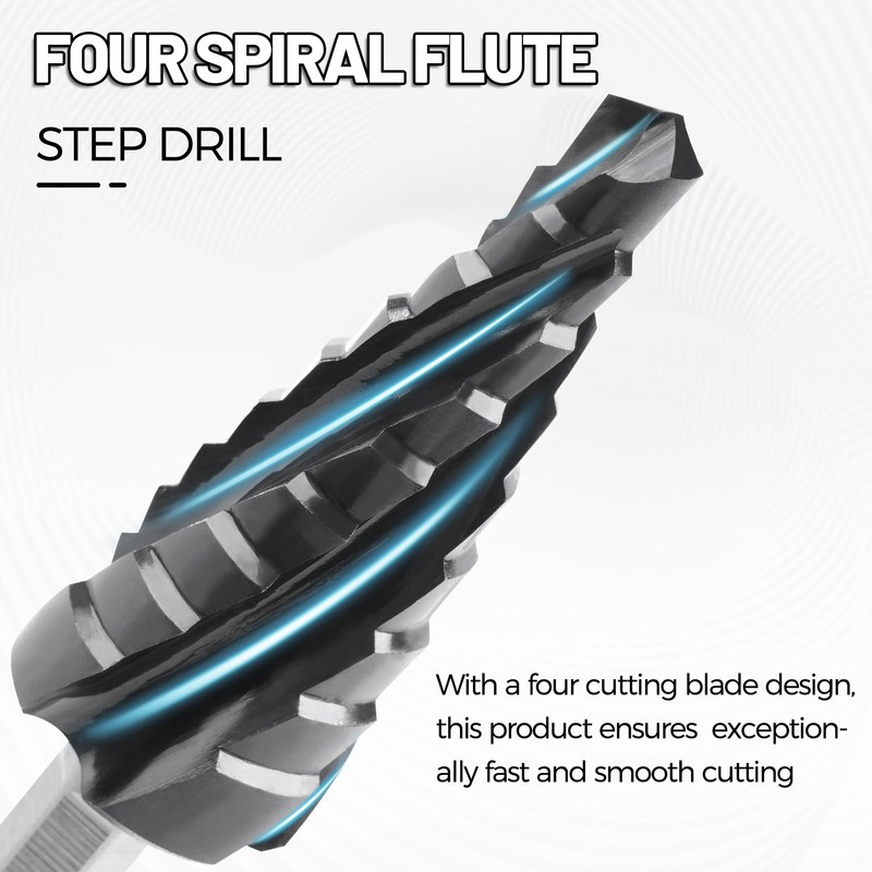 3 PCS Cobalt M35 Step Drill Bits Set 1/8" to