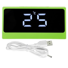 LED Digital Alarm Clock Silent Smart Temperature Date Luminous LargeScreen Desktop Makeup Mirror(Green )