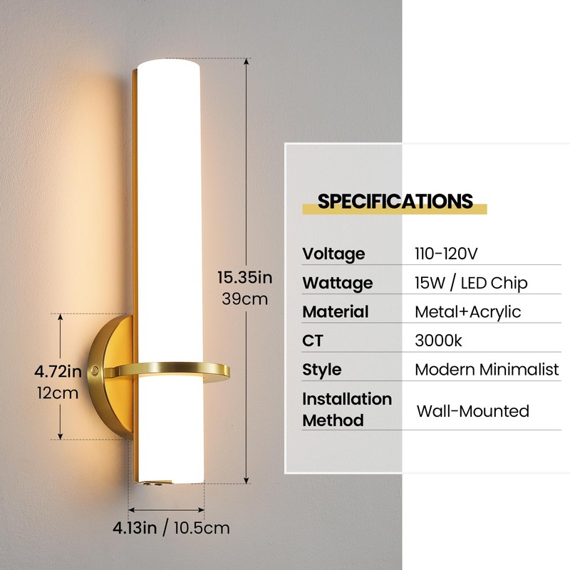 AIJIASI Wall Sconces - 15 inch Gold Wall Sconces Set