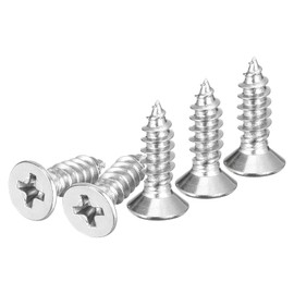DTGN 100Pcs M5x16mm Flat Head Wood Screws, 304 Stainless Steel Phillips Self Tapping Screws - Good for Woodworking, Furniture - Silver