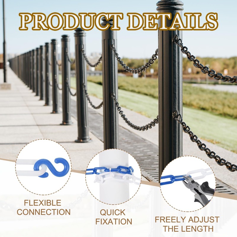 sourcing map Plastic Chain 10 FT/3.1 M, Safety Chain Blue