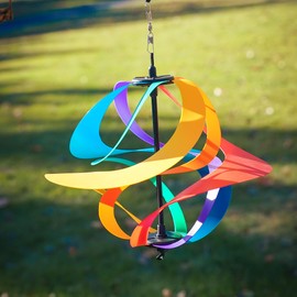In the Breeze 2484 — Rainbow Poly Vortex Spinner — Mesmerizing and Colorful Hanging Wind Spinner…
