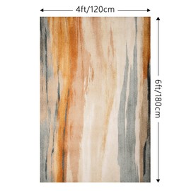 Eroyat Modern Art Low Pile Area Rug,4x6 Feet Easy Clean Living Room Bedroom Rug for Kitchen Dining Room Laundry Room,Non-Slip Comfortable Non-Shedding Thin Rug,Dark Orange