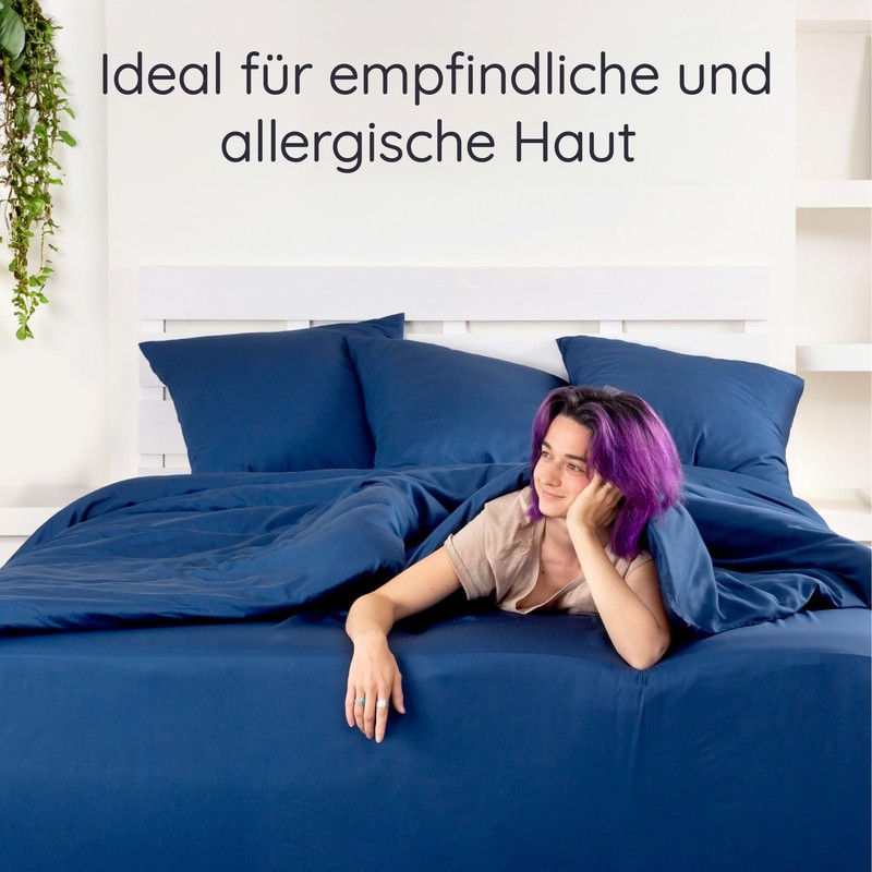 Bed Sheet Navy Blue Fitted Sheet 160 x 200 cm