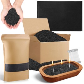 Nuanchu 3.3lb Sand Wax Candles, 100 Wicks Wooden Bowl Kit, Black Pearled