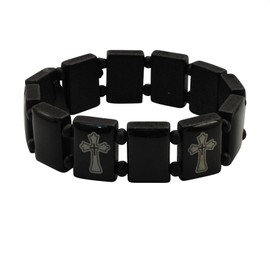 Freak Scene Wooden Bracelet – Cross – Black, Wood, Without Stone