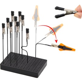 Yocoolfun Model Painting Stand Base Holder and 10PCS Bendable Alligator Clip Sticks Set with Lager Clips,Miniature Model Holder for Painting, Airbrush Hobby Tools Accessories Holder Stand