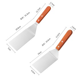 フライ返し ターナー ステンレス 木柄 料理シャベル スパチュラ お好み焼き キッチンツール 返しやすい 餃子 ハンバーグ ステーキ バーベキュー アウトドア キャンプ（中型サイズ）