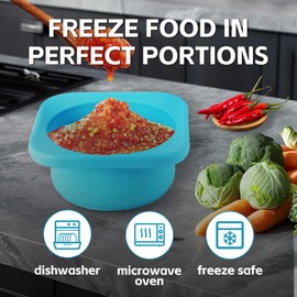 Freezer Soup Tray Silicone Molds - 2 Cup Freezer Cube With Lid,Food Storage Container for Soup Sauce Meal Prep,4 Pack