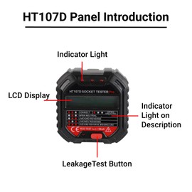 Socket Tester, Socket Tester with Digital LCD Display, HT107D Power Outage Checking Tool Circuit Tester for Schools, Laboratories, Factories