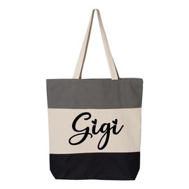 H3GRUP Gigi Tote Bag Gigi Gift Idea Gigi Bag Gift For Gigi Mother's Day Gift Idea Best Gigi Bag Gift for Grandma (Tri-Color Grey)