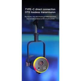 Aswalling RGB Gaming Microphone USB/XLR Dynamic Microphone with Noise Reduction,Mute,Headphone Jack for Gamer Streaming Podcast Black