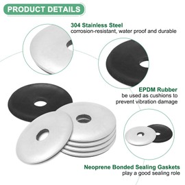 M METERXITY 60-Pack EPDM Bonded Sealing Rubber Washers, 304 Stainless Steel 1/4" x 1-3/16" OD Neoprene Rubber Washer Gasket for Bolts/Screws/Machinery/Ships/Roof