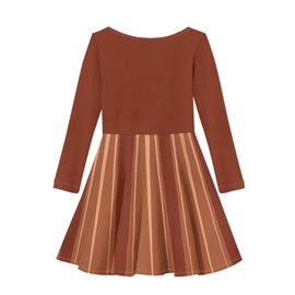 HELLHERO Thanksgiving Turkey Dress for Girls Kids 7-8 Long Sleeve Dresses Casual Swing Midi Dress A-Line Twirly Skater Dress Tunic Top Travel Holiday School Outfit