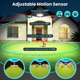 MEIKEE 100W Motion Sensor Lights Outdoor, 9600lm 6500K LED Sensor Security Lights, IP66 Waterproof, 3 Adjustable Heads Motion Detected Flood Lights for Garage, Yard, Porch