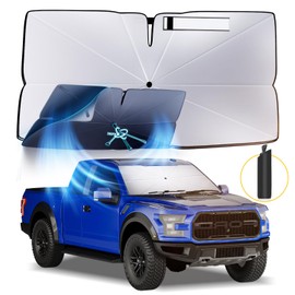 Windshield Sun Shade Umbrella: for Ford-F150 2015-2025 2023 2024 - Front Car Window Shades - Double Thickened Foldable Automotive Sunshades Block UV Keep Cool