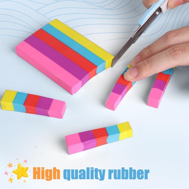 AmoreAngel Crafts 1Big Block Rainbow Pencil Erasers, Large Erasers, Dividable