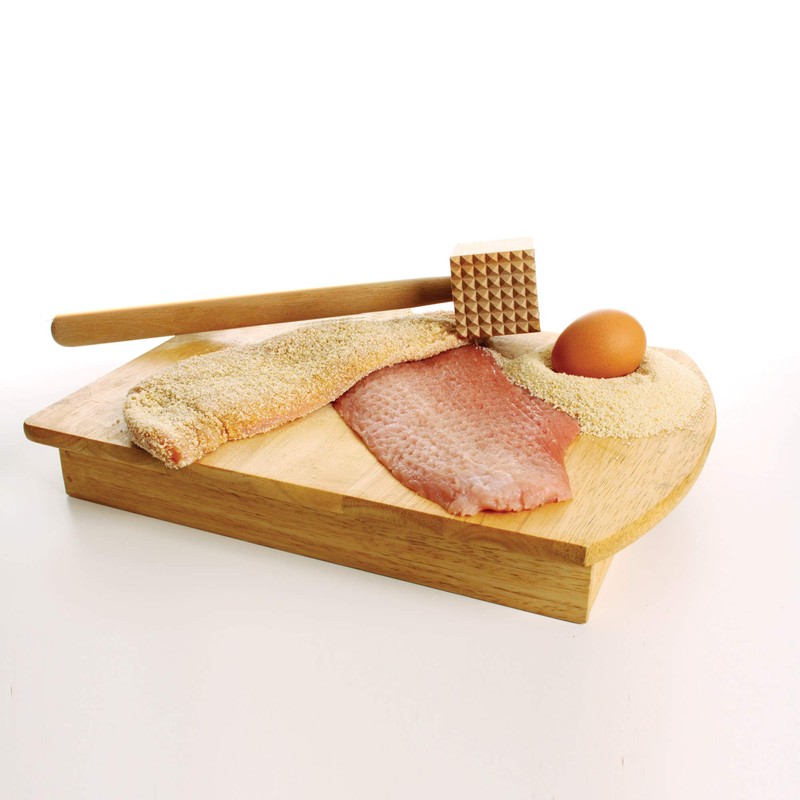 HIC Kitchen Wooden Meat Tenderizer Mallet Marinating Prep Tool, Double