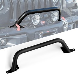 RockTrix Black Front Brush Guard, Tall 5.8 inch Height to Clear Winch, Compatible with 2018+ Jeep Wrangler JL, 2019+ Gladiator JT - Steel Bar Grille Guard for Steel Rubicon Bumper, Replaces 82215351