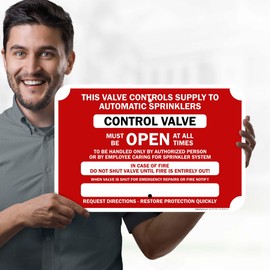 This Valve Controls Supply To Automatic Sprinklers Control Valve Sign, 12x18 Inches, Rust Free .063 Aluminum, Fade Resistant, Made in USA by My Sign Center