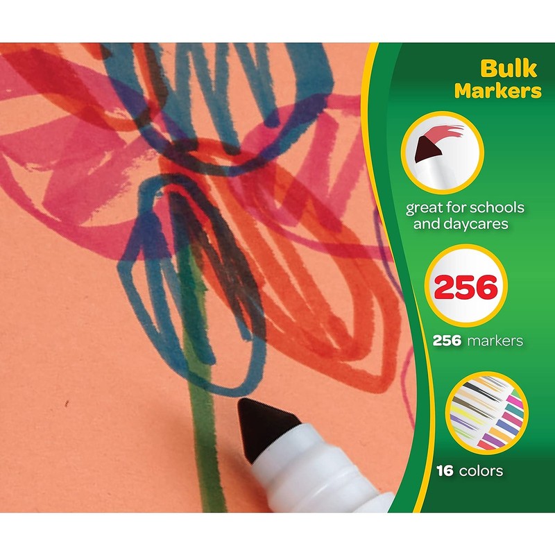 Crayola 588201 Non-Washable Classpack Markers, Broad Point, 16 Classic Colors,