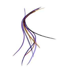 Real Feather Hair Extensions 8 Pack + Rings/Loop (Purple Auburn)