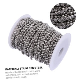jojofuny 30m Beaded Pull Chain Roller Chain for Jewelry Making for Curtain Blinds Ceiling Lights and Fan Applications