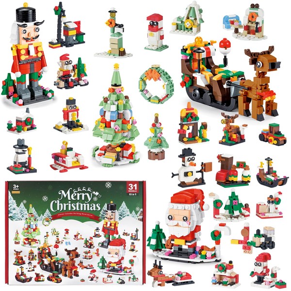 Christmas Advent Calendar 2024, 6 in 1 Building Blocks, 24
