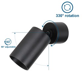 Klighten Set of 2 Swivelling Spotlights, Matt Black, Surface-Mounted Spotlights, GU10, Round Ceiling Spotlights, Surface-Mounted, Adjustable Ceiling Spotlight Made of Aluminium, 55 x 140 mm, Bulb Not