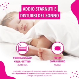 Allergosystem Mite protection set consisting of a fitted sheet with zip for cradle/cradle, 70 x 140 x 10 cm and pillowcase 40 x 60 cm, polyester.