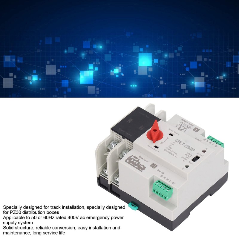 Dual Power Automatic Transfer Switch, CHLT-125/2P AC230V Millisecond Power Transfer