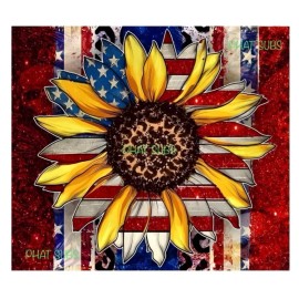 Unbranded 20oz Sublimation Tumbler Wrap Patriotic Sunflower Ready To Press Print