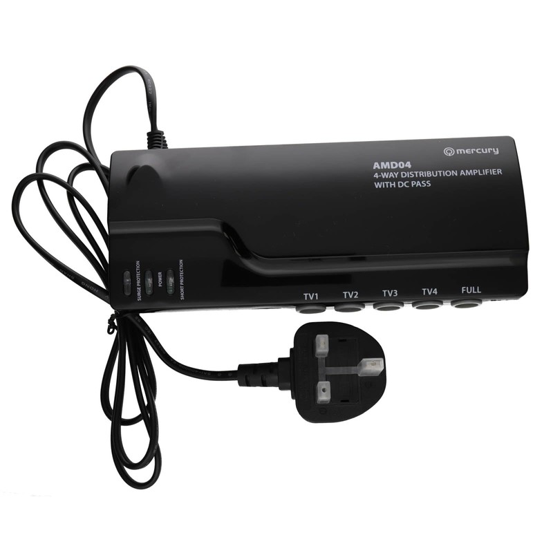 4 Way 4G Ready VHF UHF TV Aerial Distribution Powered